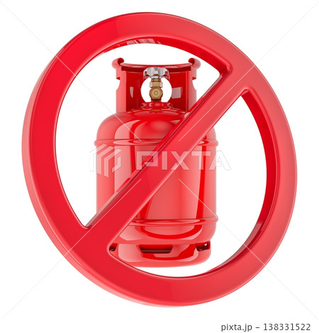 Prohibition sign with gas cylinder. 3d rendering 138331522