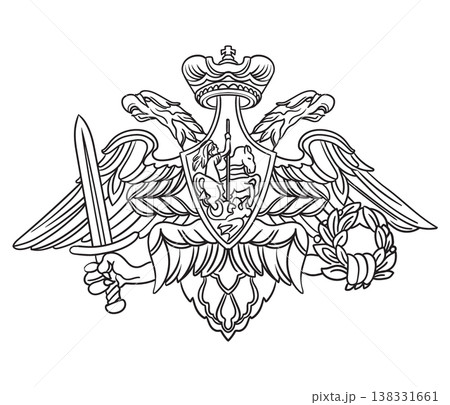 A double-headed eagle with a sword and a wreath vector illustration 138331661
