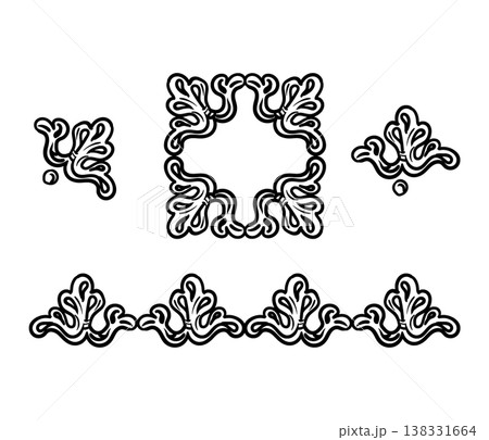 Set of engraving vintage design elements monochrome vector illustration Set of engraving vintage design elements monochrome vector illustration 138331664