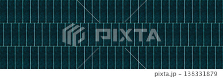 Dark Teal Blue Textured Vertical Subway Tile Pattern Banner 138331879