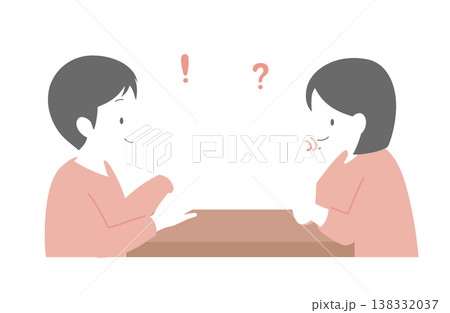 男女が座って会話するコミュニケーションイラスト 138332037