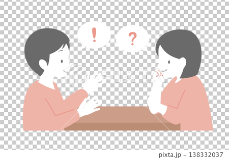 男女が座って会話するコミュニケーションイラスト 138332037