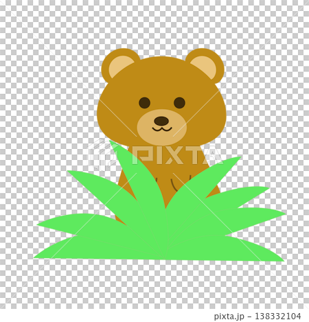 A cute illustration of a bear peeking out from the grass (animals/natural materials) A cute illustration of a bear peeking out from the grass (animals/natural materials) 138332104