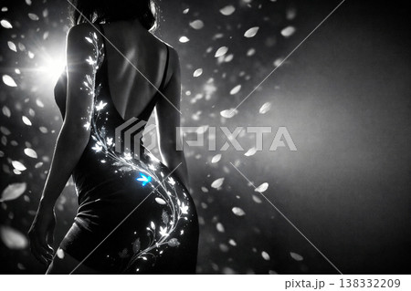 モノクロ逆光に浮かぶ花びら―腰のカーブを彩る光花アート モノクロ逆光に浮かぶ花びら―腰のカーブを彩る光花アート 138332209