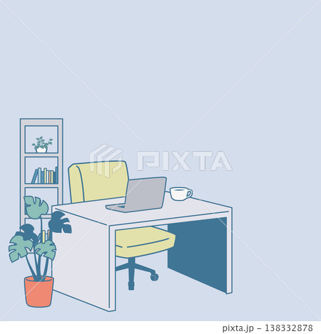 オフィスのデスクの正方形背景イラスト オフィスのデスクの正方形背景イラスト 138332878