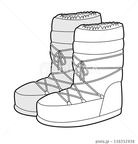 Lace-up padded winter boot women sketch pair. Wrapped construction with front lacing for mountain, wear. Technical  138332938