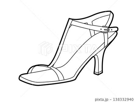 T bar sandal women heel single line. Strappy dress footwear for party, reception, dance event, cocktail look.  138332940