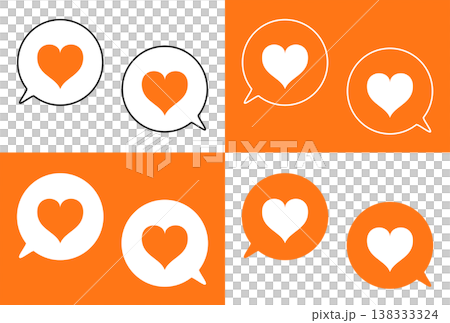 Simple speech bubble set, heart symbol, orange Simple speech bubble set, heart symbol, orange 138333324