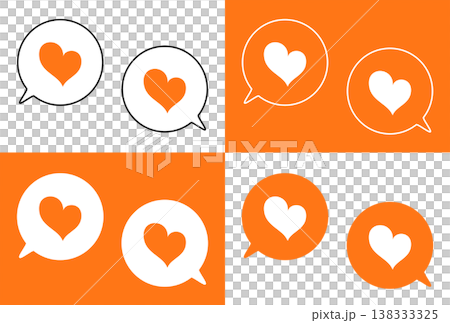 Simple speech bubble set, heart symbol, orange Simple speech bubble set, heart symbol, orange 138333325