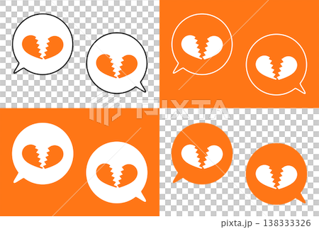 Simple speech bubble set, broken heart symbol, orange Simple speech bubble set, broken heart symbol, orange 138333326