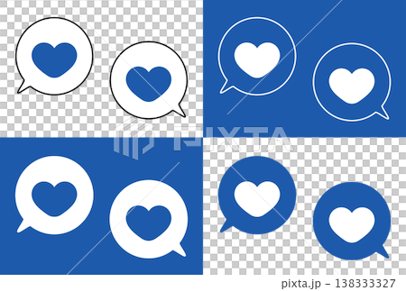Simple speech bubble set, heart symbol, blue Simple speech bubble set, heart symbol, blue 138333327