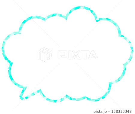 ステンドグラス風吹き出し　三角形模様　丸みのある雲形 138333348