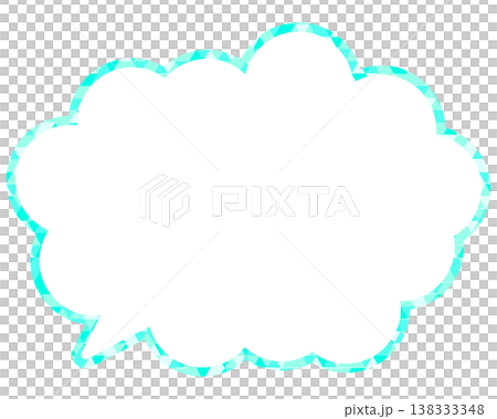 ステンドグラス風吹き出し　三角形模様　丸みのある雲形 138333348