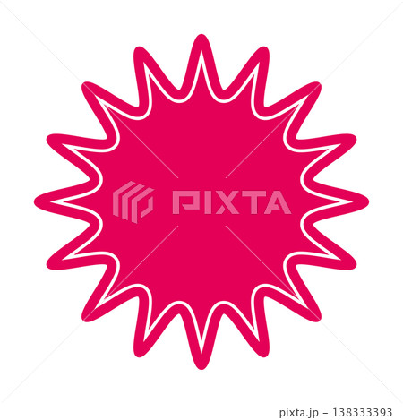 シンプルなカラーの吹き出し　丸みのあるギザギザした形 138333393