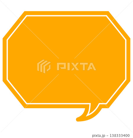 シンプルなカラーの吹き出し　角のある八角形 138333400