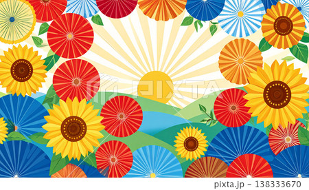 ヒマワリをイメージしたイラスト 138333670