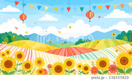 ヒマワリをイメージしたイラスト 138333920