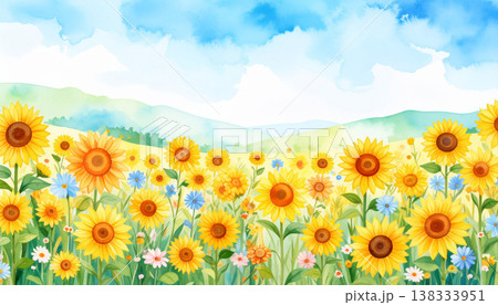 ヒマワリをイメージしたイラスト 138333951