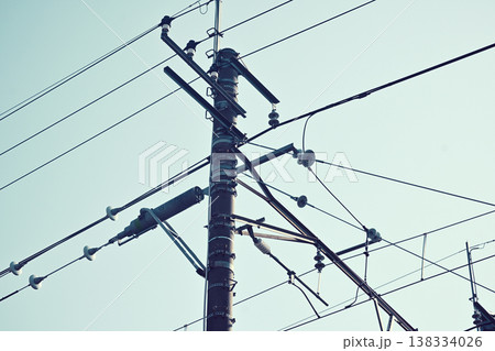 青空と電柱　電信柱 138334026