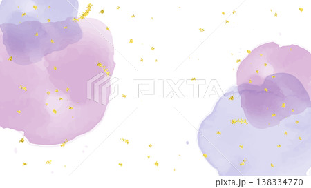紫色のにじみ水彩に金粉と金粉を組み合わせた背景のイラスト 138334770