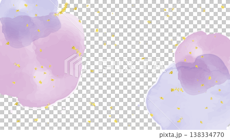紫色のにじみ水彩に金粉と金粉を組み合わせた背景のイラスト 138334770