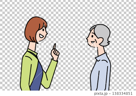 A female care worker talking to a senior woman. A female care worker talking to a senior woman. 138334851