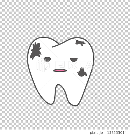 牙齒齲洞洞和污漬示意圖。 （相關主題：口腔護理、牙科教育、材料、透明PNG格式） 138335014