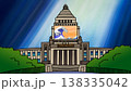 北斎波の映る国会議事堂 138335042