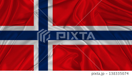 Norwegian flag with fabric texture. Realistic flag of Norway waving, National flag Norwegian flag with fabric texture. Realistic flag of Norway waving, National flag 138335074