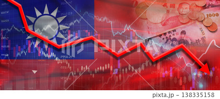 Taiwan financial crisis on economic graph. Financial fall of Taiwan on economy market Taiwan financial crisis on economic graph. Financial fall of Taiwan on economy market 138335158