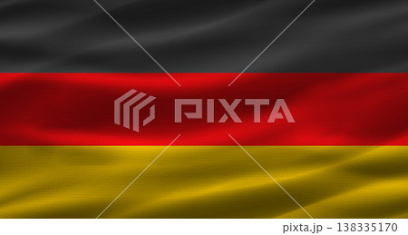 German flag with fabric texture. Realistic flag of Germany waving 138335170