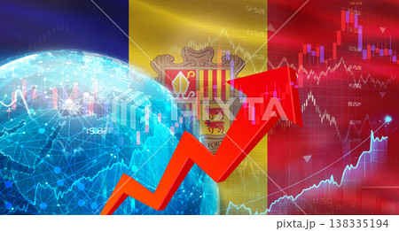 Global financial growth with Andorra flag. Financial growth with Andorra flag on economic background Global financial growth with Andorra flag. Financial growth with Andorra flag on economic background 138335194
