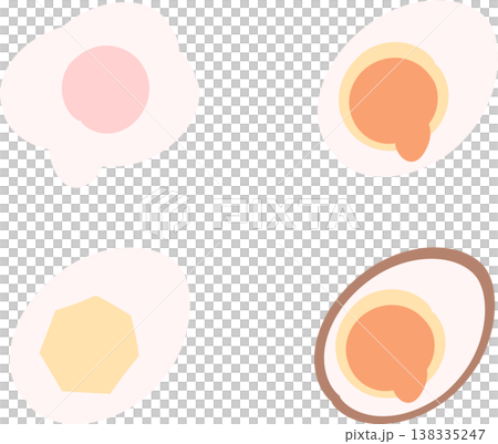 Illustrations of four types of boiled eggs 138335247