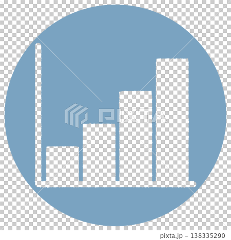 Simple upward-sloping graph icon with a blue background 138335290