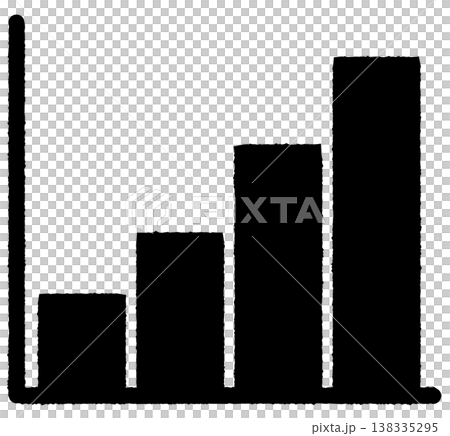 シンプルな右肩あがりのグラフアイコン モノクロ 138335295
