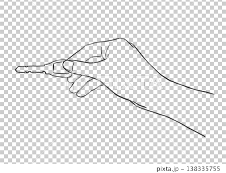 鍵を持つ手の線画イラスト　防犯・不動産・新しい生活のイメージ素材 138335755