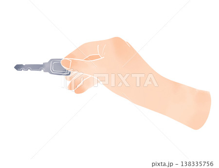 鍵を持つ手の水彩風イラスト 防犯・不動産・新生活のイメージ素材 138335756