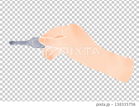 鍵を持つ手の水彩風イラスト 防犯・不動産・新生活のイメージ素材 138335756