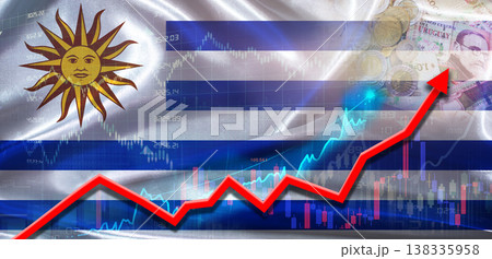 Uruguay financial growth on market graph. Uruguay economic growth on financial graph background 138335958