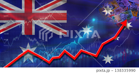 Australia financial growth on market graph. Australia economic growth on financial graph background 138335990