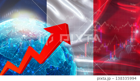 Global financial growth with France flag. Financial growth with French flag on economic background Global financial growth with France flag. Financial growth with French flag on economic background 138335994