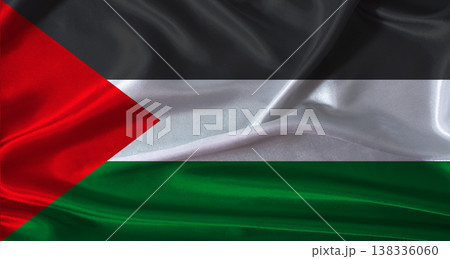National flag of Palestine with cloth texture. Palestine flag with realistic texture background National flag of Palestine with cloth texture. Palestine flag with realistic texture background 138336060