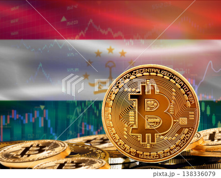 Investors in cryptocurrency and Blockchain Technology in Tajikistan, Concept. Bitcoin with Tajikistan flag in the background Investors in cryptocurrency and Blockchain Technology in Tajikistan, Concept. Bitcoin with Tajikistan flag in the background 138336079