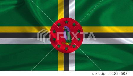Dominica flag with cloth textured background. National flag of Dominica with realistic texture 138336089