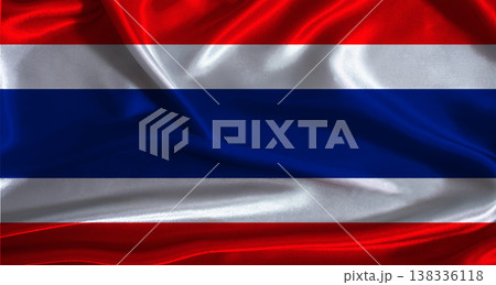 Thailand flag with cloth textured background. National flag of Thailand with realistic texture 138336118