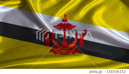 Brunei flag with cloth textured background. National flag of Brunei with realistic texture 138336152