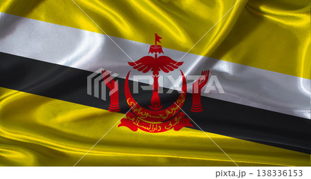 National flag of Brunei with cloth texture. Brunei flag with realistic texture background National flag of Brunei with cloth texture. Brunei flag with realistic texture background 138336153