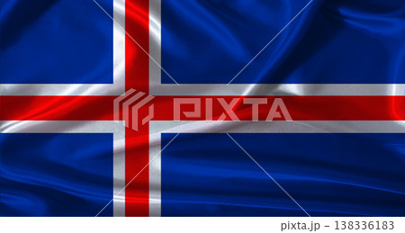 National flag of Iceland with cloth texture. Iceland flag with realistic texture background 138336183