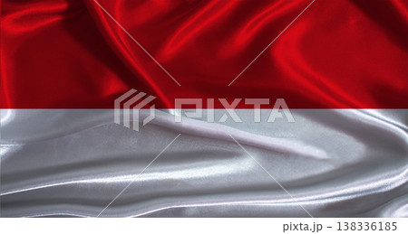 Monaco flag with cloth textured background. National flag of Monaco with realistic texture 138336185