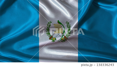 National flag of Guatemala with cloth texture. Guatemala flag with realistic texture background 138336243